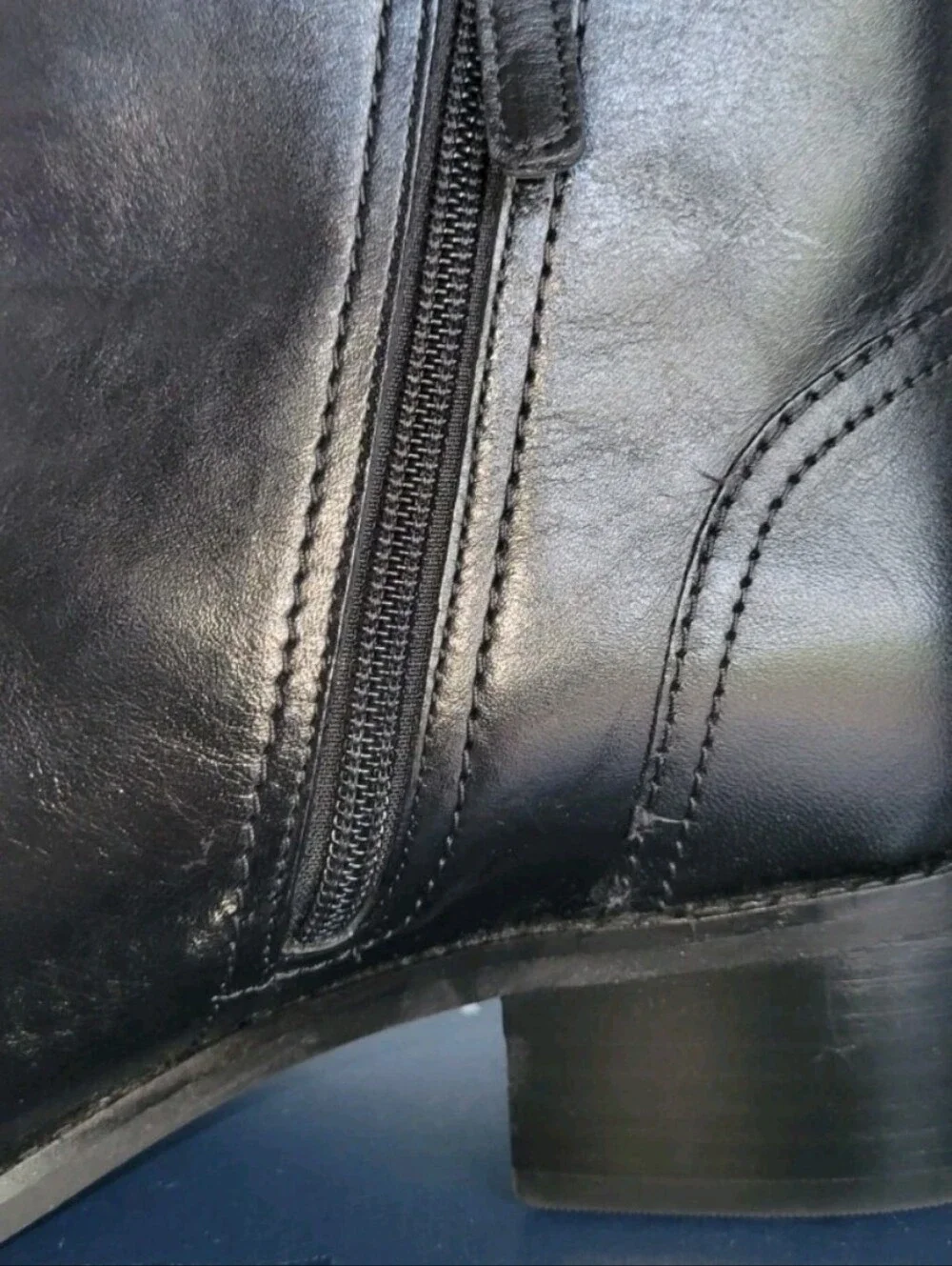 Cole Haan Women's Hanover Black Leather Ankle Boots with Gold Buckle